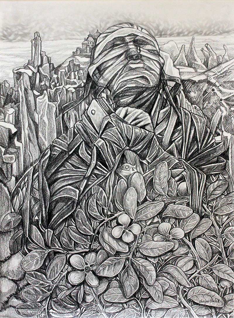 Shajee Chelad pencil on canvas