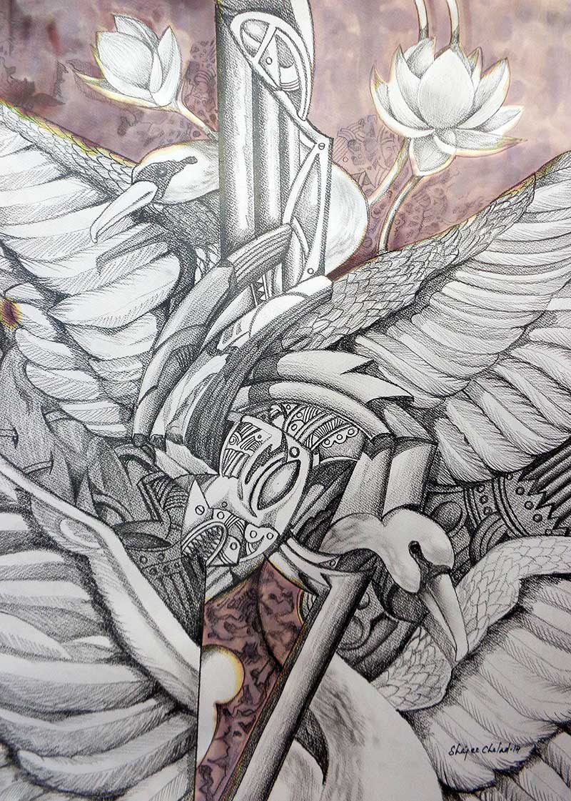 Shajee Chelad pencil on canvas