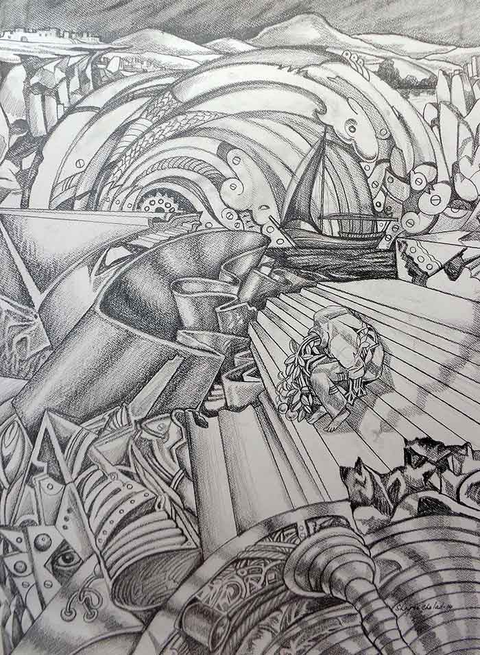 Shajee Chelad pencil on canvas