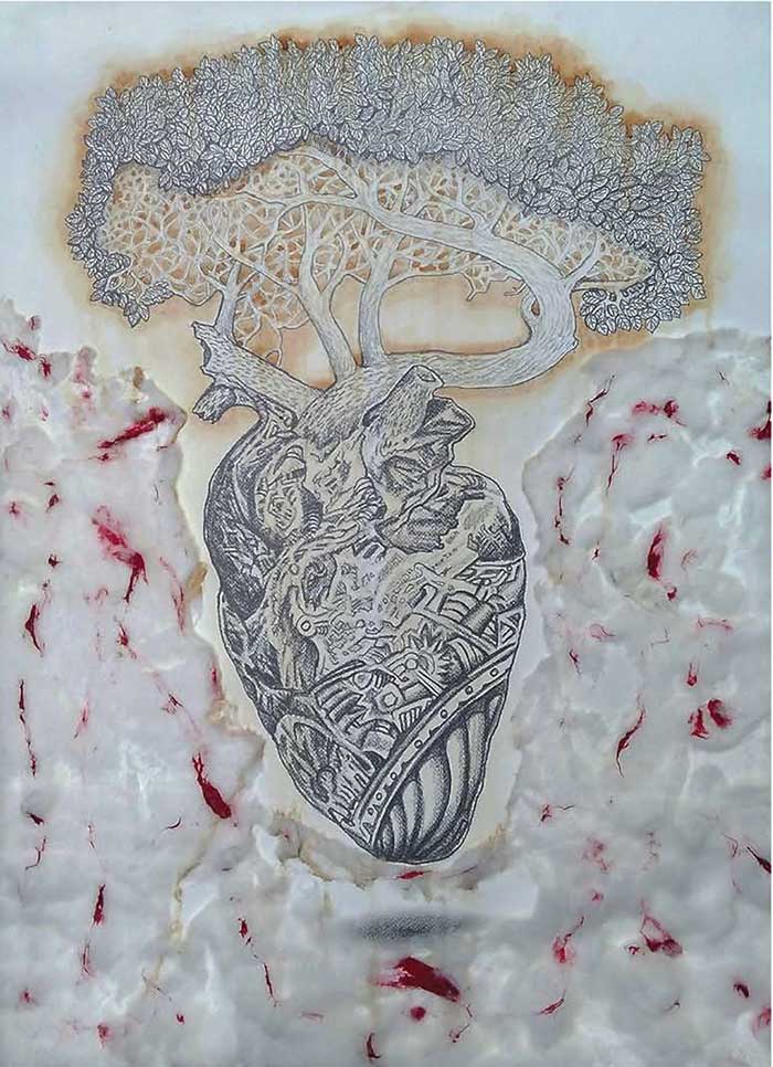 Shajee Chelad pencil on canvas